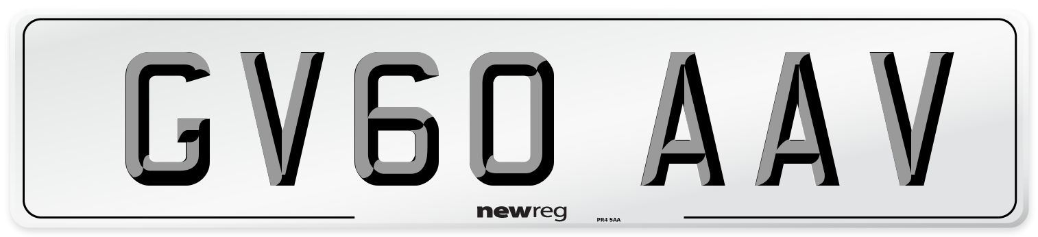 GV60 AAV Number Plate from New Reg